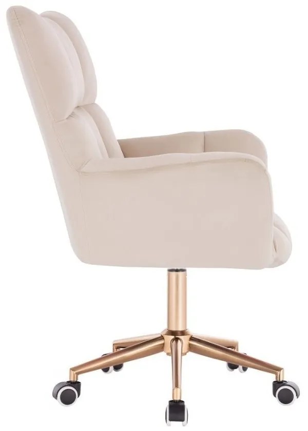 LuxuryForm DESIGN Kreslo AURORA VELUR na zlatej podstave s kolieskami - krémové