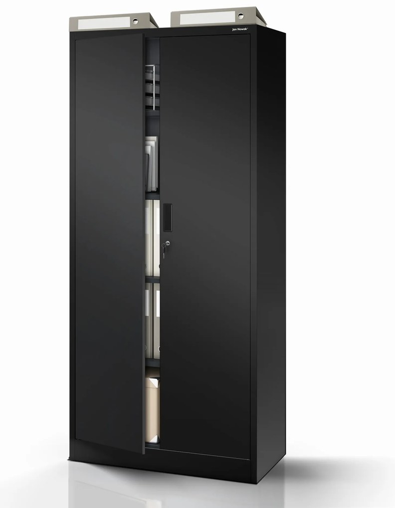 Kovová kancelárska skriňa so 4 policami, čierna, 1750x800x400 mm: JAN Compact