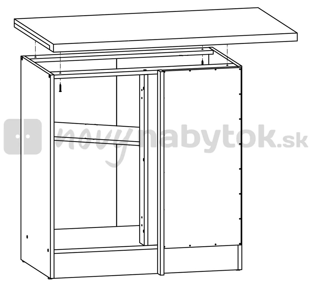 Dolná kuchynská skrinka, rohová BRW Junona line DNW/100/82/p (Dub sonoma + Wenge). Vlastná spoľahlivá doprava až k Vám domov. 742472