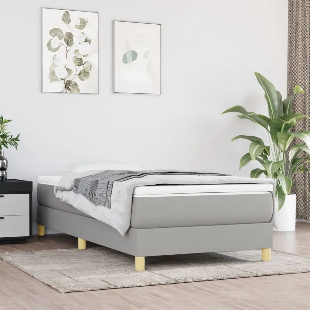 vidaXL Rám na boxspring posteľ bledosivý 90x200 cm látka