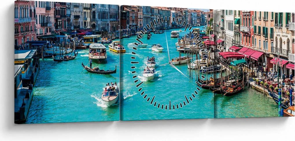 Obraz - Canal Grande, Benátky, Taliansko (s hodinami) (90x30 cm)