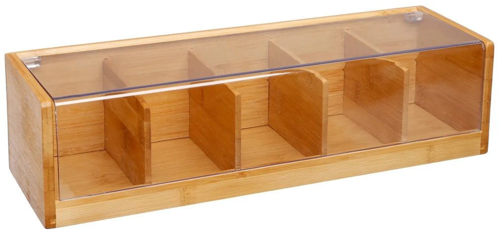 Drevený organizér na čaj Modern, 36x11x9,5 cm