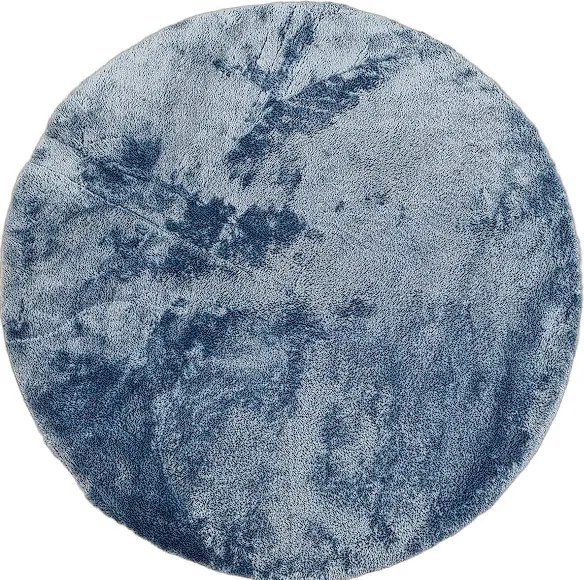 Okrúhly modrý koberec Plush Deluxe – plyšový vlas 30 mm Rozmer: 120x120 cm