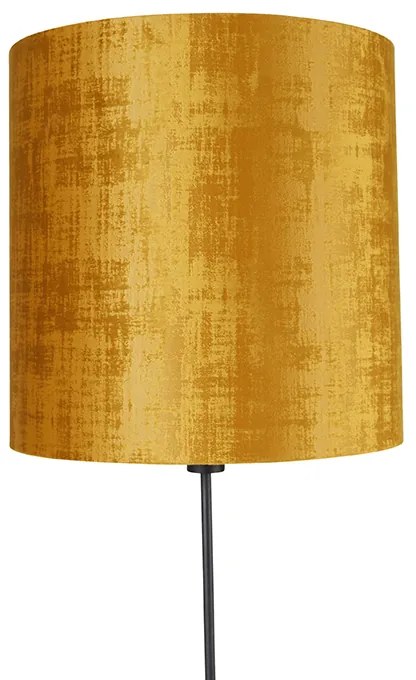 Stojaca lampa čierna so zlatým tienidlom 40 cm nastaviteľná - Parte