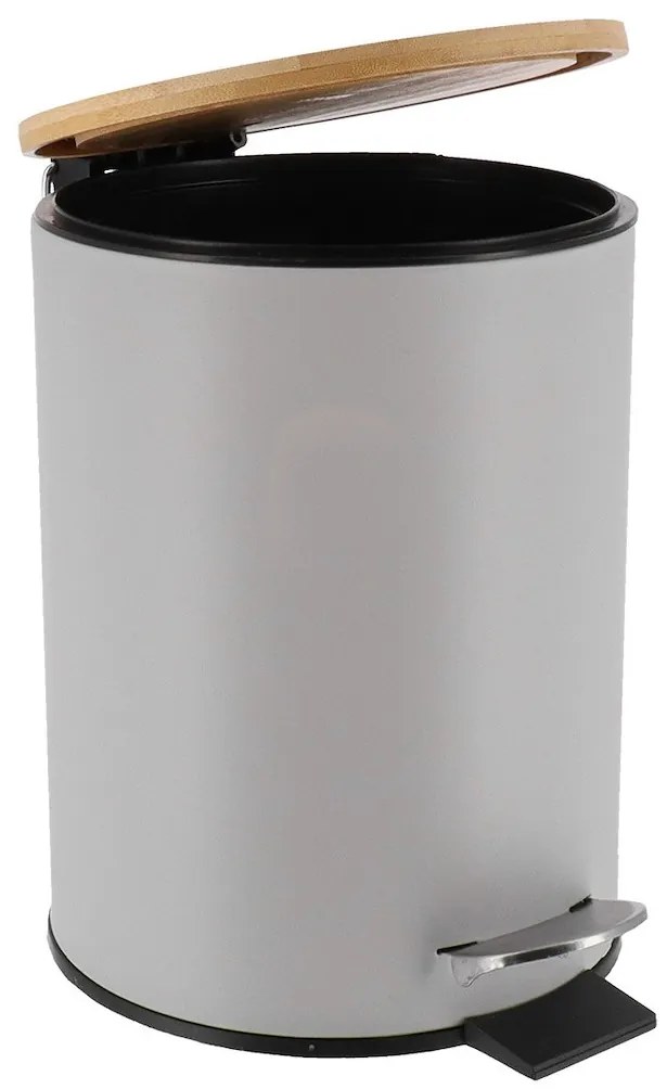 Odpadkový kôš Timeless, sivá/s drevenými prvkami, 2,5 l