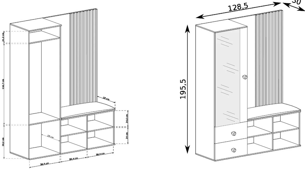 Predsieňová skriňa Tucker 128 cm