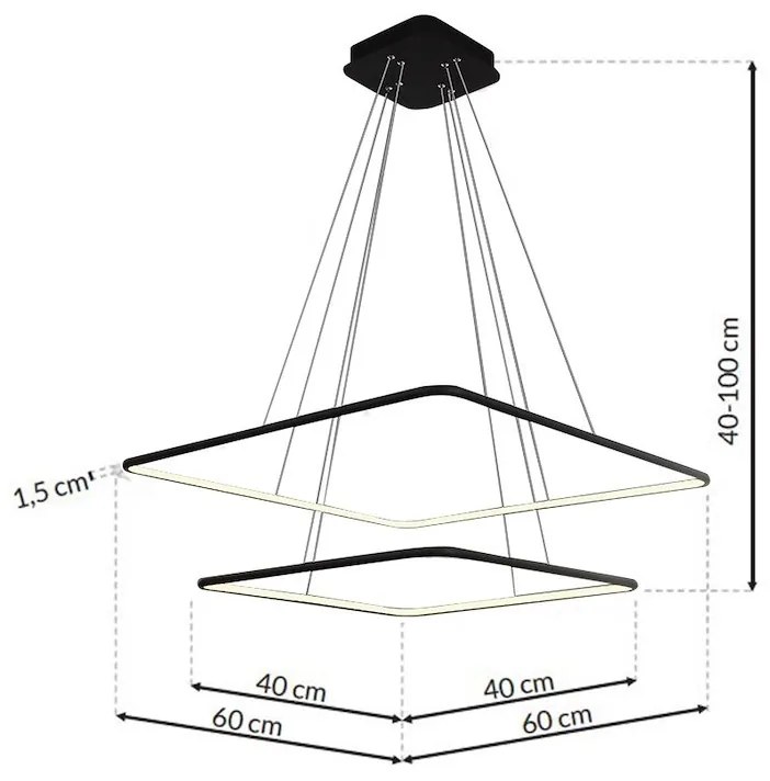 Závesné LED svietidlo Nix, 2x LED 50w, 3000k, b