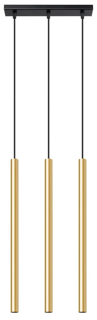 Závesné svietidlo Pastelo, 3x zlaté kovové tienidlo, b