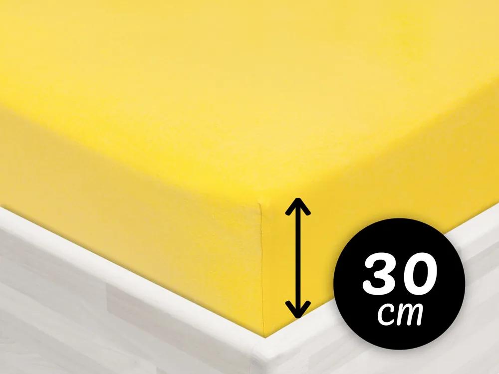 Jersey napínacie prestieradlo na vysoký matrac JR-003 Žlté 100 x 200 - výška 30 cm