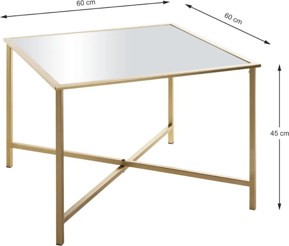 Štvorcový konferenčný stolík Lagos 60x60 cm, zlatý