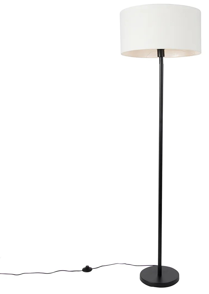 Stojaca lampa čierna s tienidlom bielym 50 cm - Simplo