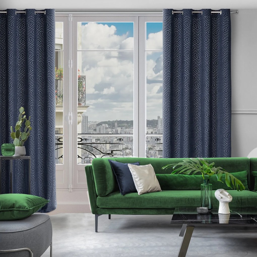 ZÁVES NA KRÚŽKOCH PIERRE CARDIN INGA 140X250 CM TMAVOMODRÁ