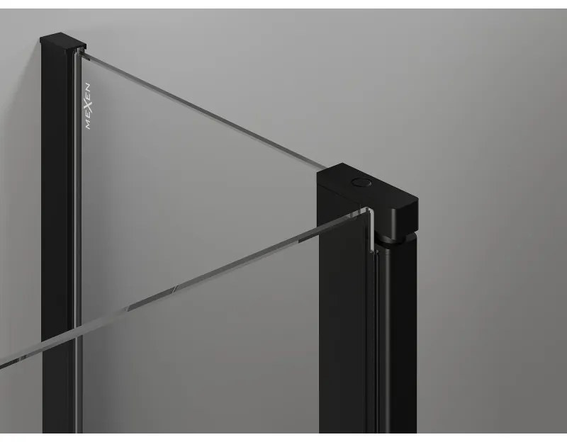 Mexen Mist L, 2-krídlová vaňová zástena 110 x 150 cm, číre sklo, čierny profil, 8A9L-120-011-70-00
