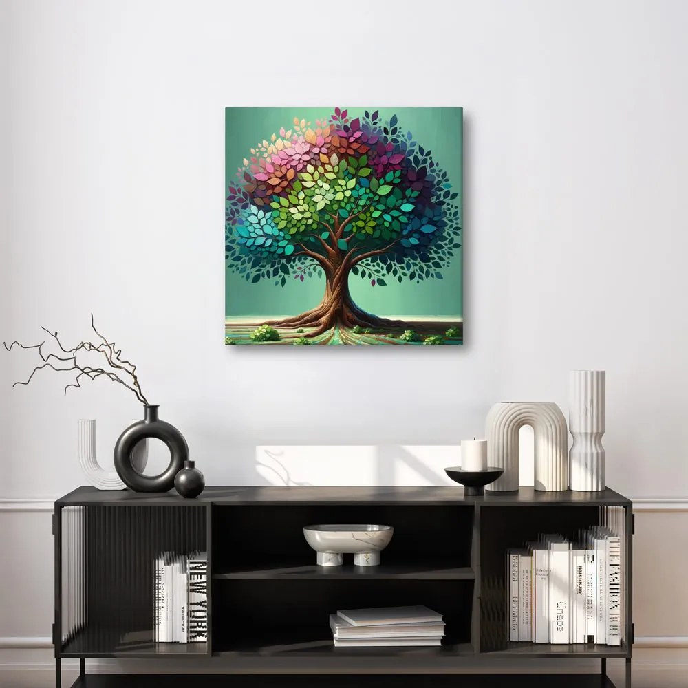 Obraz farebný strom života na plátne