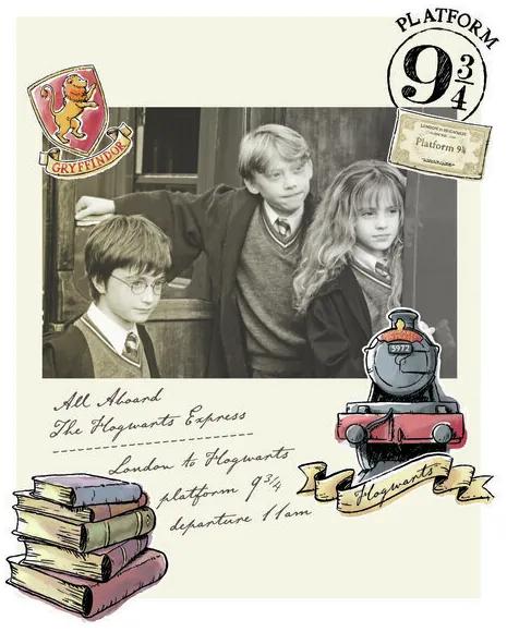 Umelecká tlač Harry Potter - Hermiona, Harry a Ron, (26.7 x 40 cm)