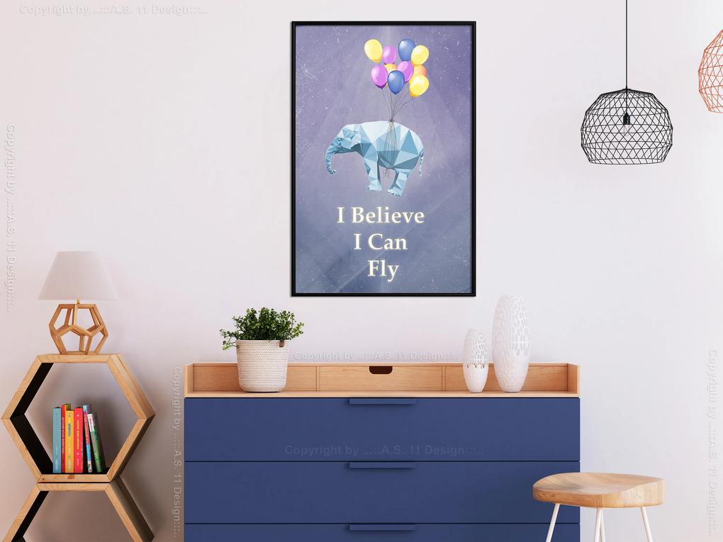 Artgeist Plagát - Flying Elephant [Poster] Veľkosť: 20x30, Verzia: Zlatý rám