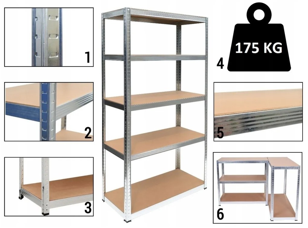 Rozkladací kovový regál 875kg hnedý