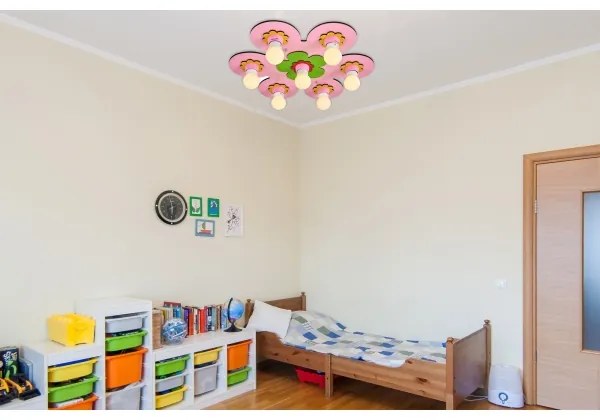 Detské stropné svietidlo LUCCA 7xE27/24W/230V ružové