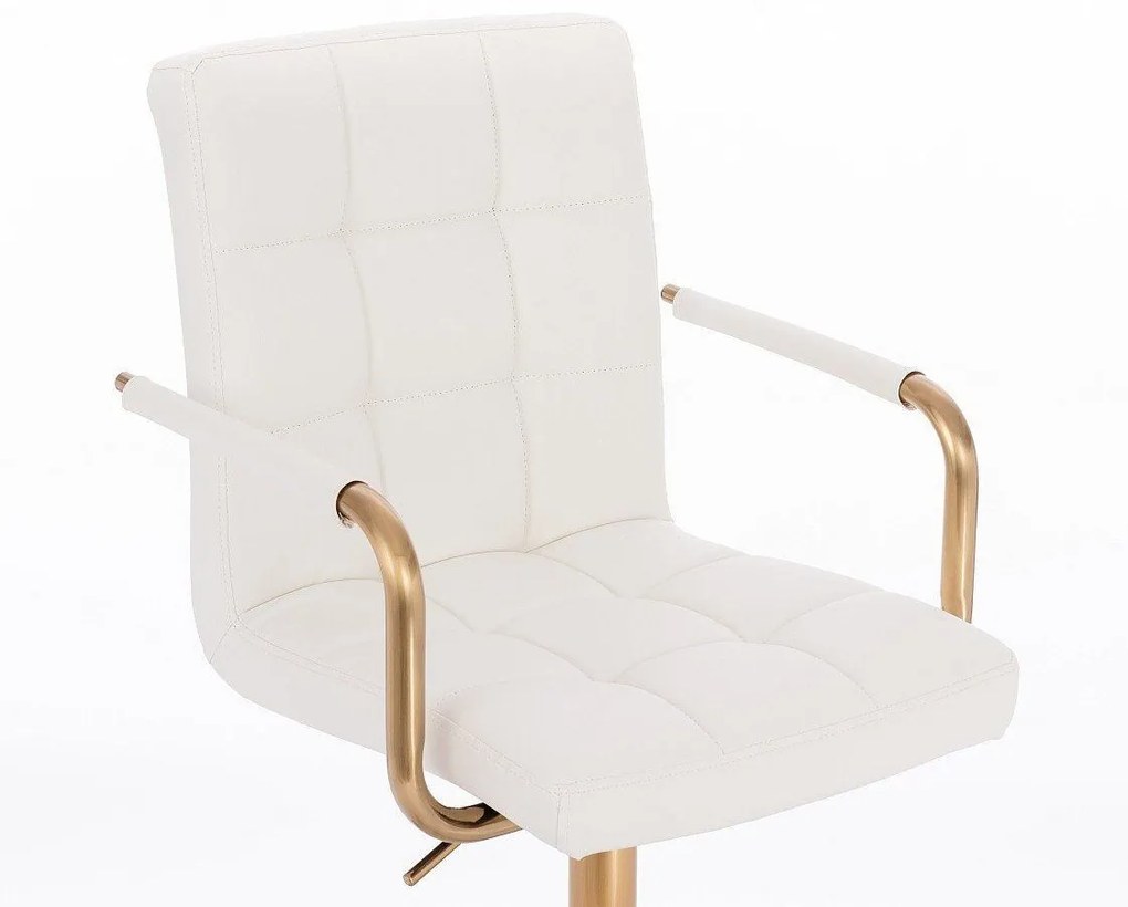 LuxuryForm DESIGN Stolička VERONA GOLD na zlatej podstave s kolieskami - biela