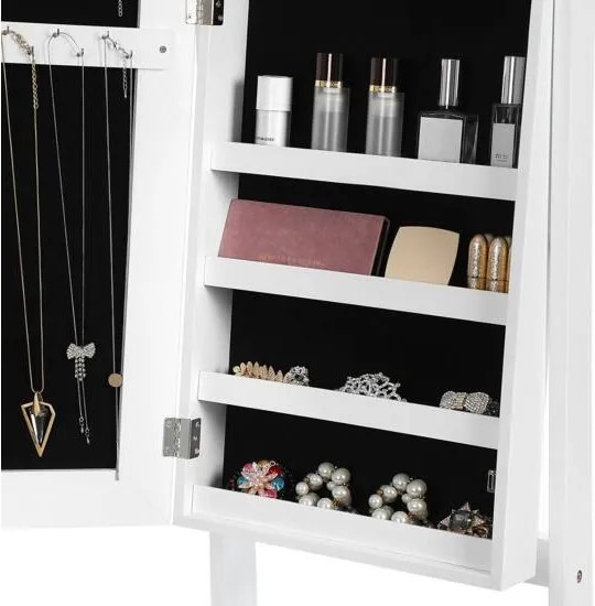 Skrinka na šperky, stojaca zrkadlová skrinka, biela
