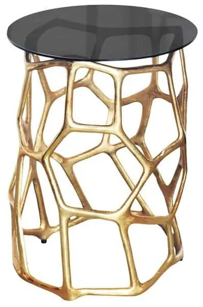 Kovový píručný stolík so sklenenou doskou Shape zlatý 50cm
