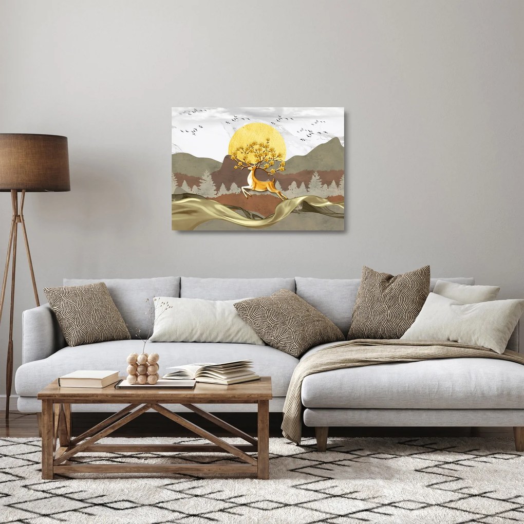 Sklenený obraz jeleňa (70x50 cm)