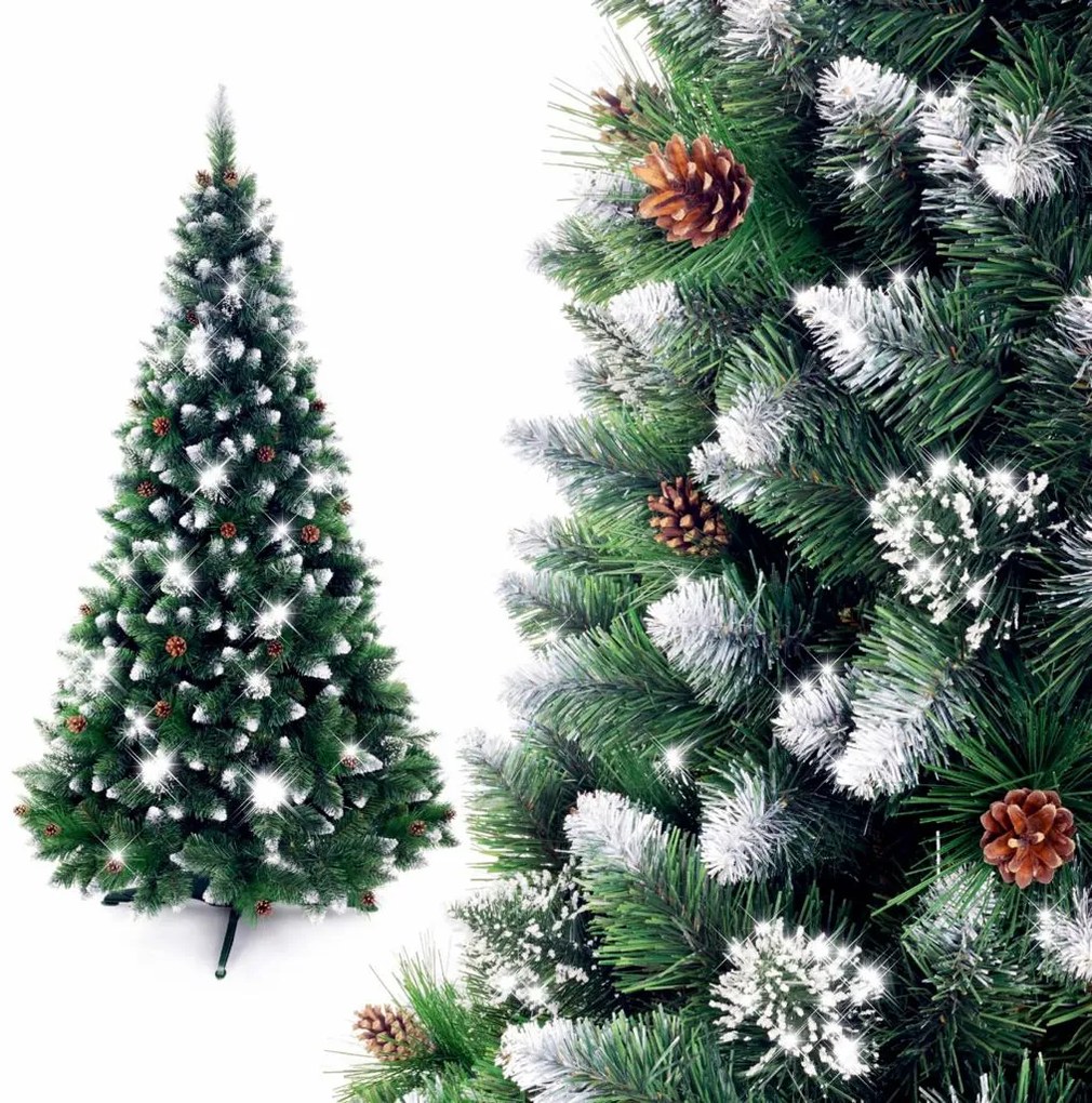 Vianočný stromček Borovica diamantová so striebornými trblietkami 220 cm