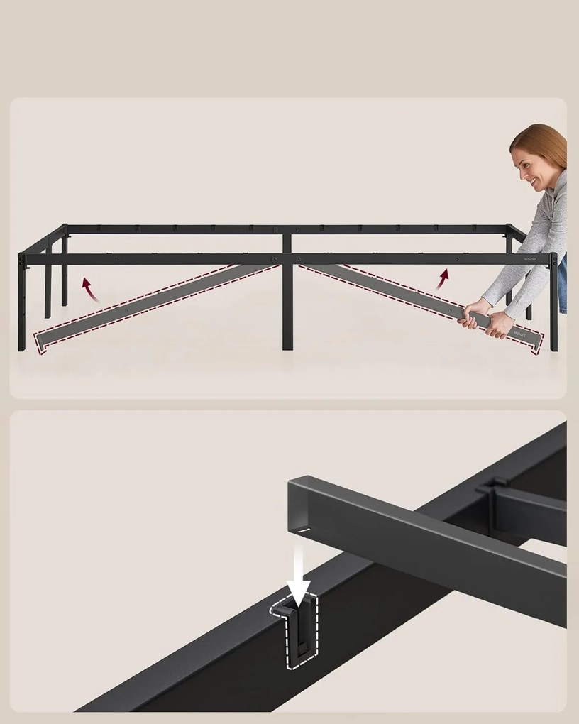 VASAGLE Rám postele 140 × 190 cm s kovovou základňou RMB133B01