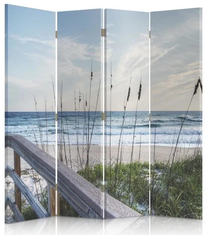 Ozdobný paraván Duny s mořskou trávou - 145x170 cm, štvordielny, klasický paraván