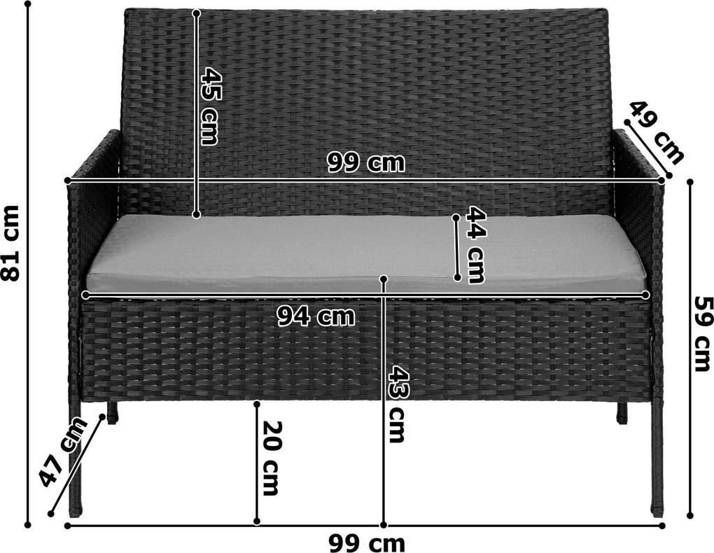 Sada zahradního nábytku MAGNOLIA černá/šedá