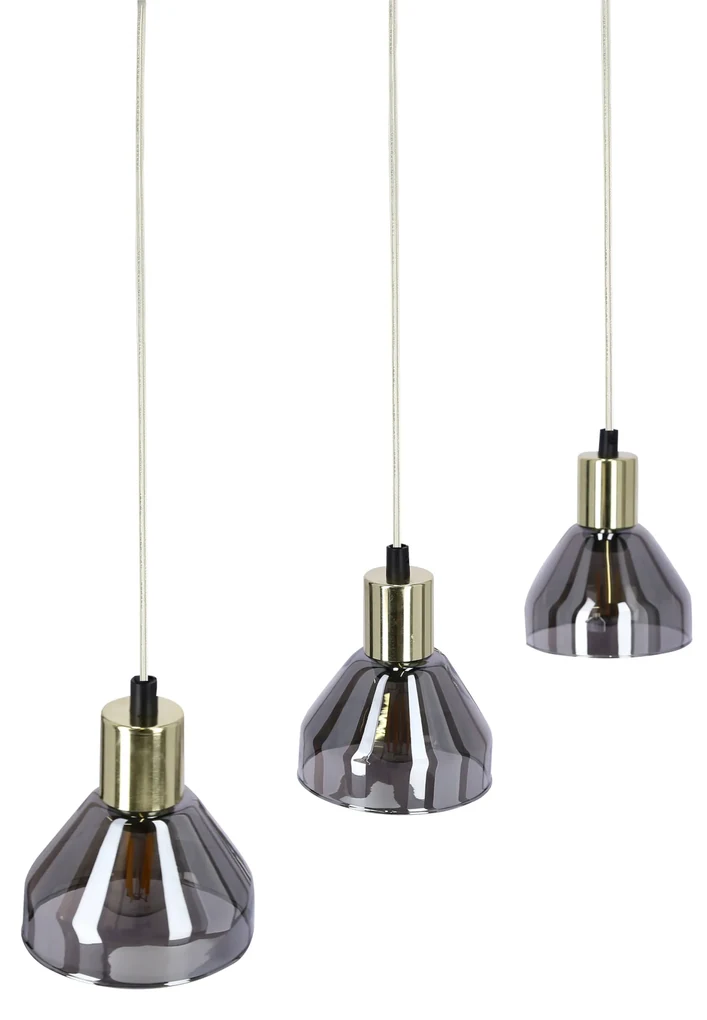 Candellux Čierno-zlatý závesný luster Gregory pre žiarovku 3x E14 33-79008
