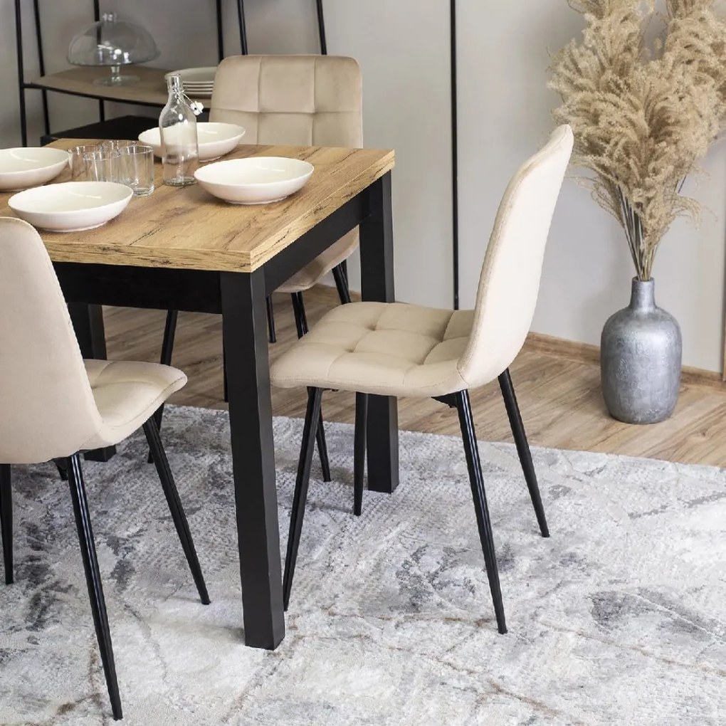 PROXIMA.store - Čalúnená jedálenská stolička PERU FARBA: ružová, FARBA NÔH: čierna