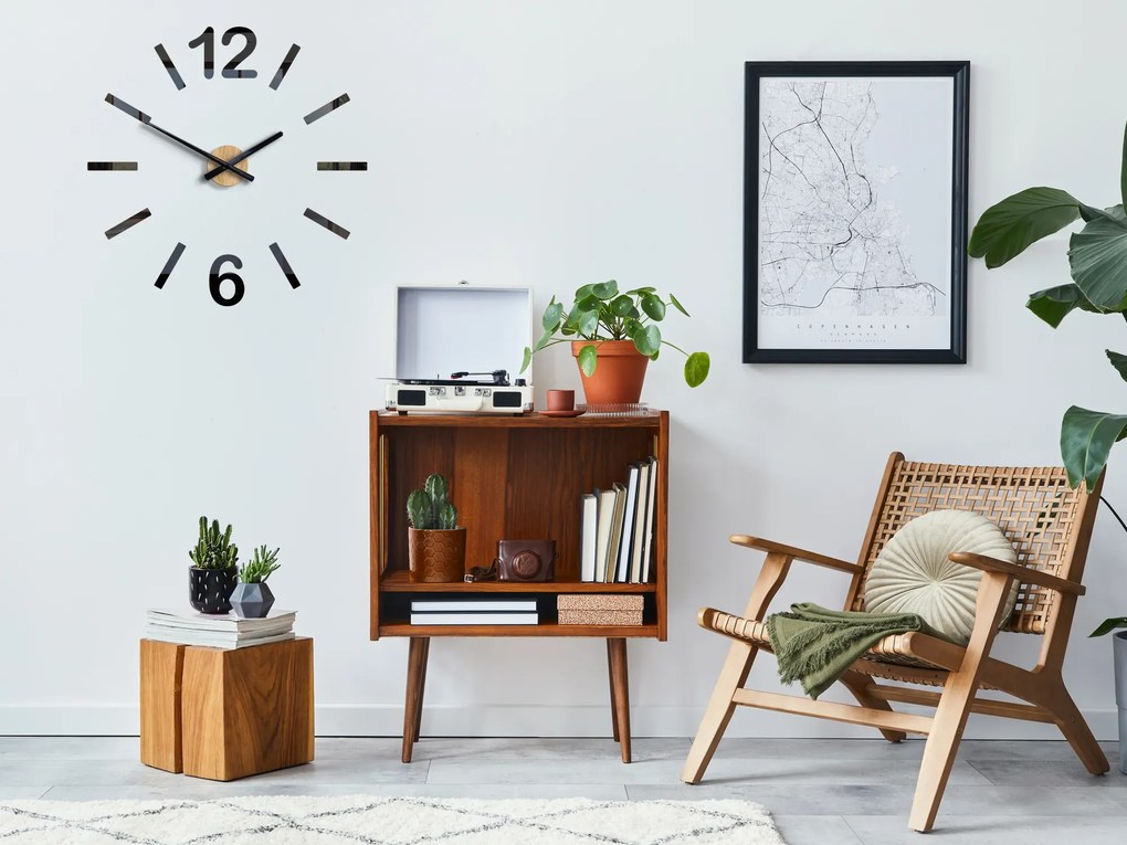 Nástenné samolepiace hodiny Les 60 cm čierne