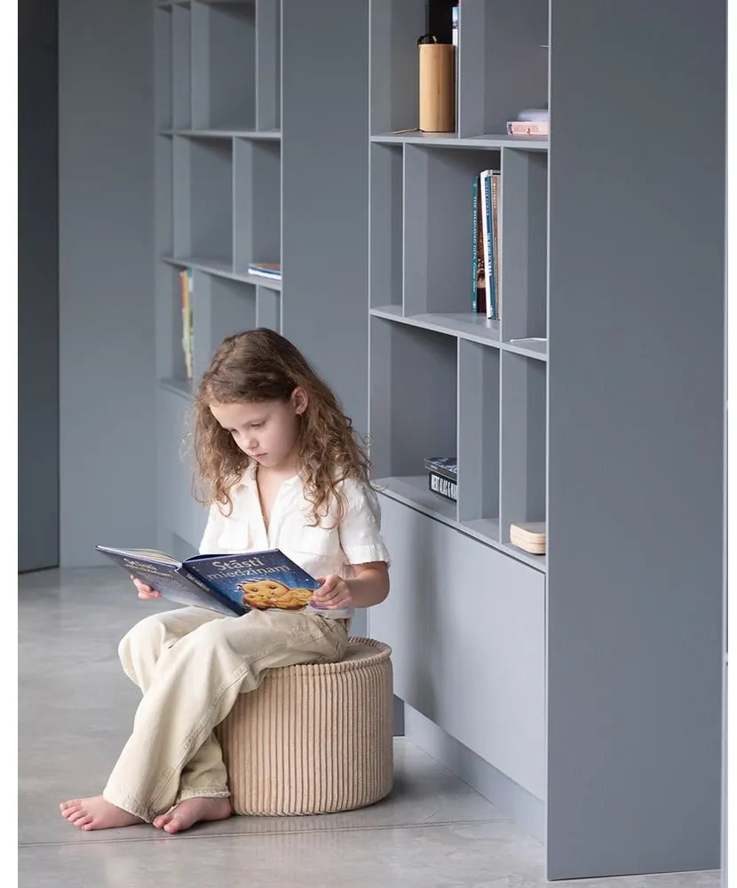 Svetlohnedý menčestrový detský puf – Wigiwama