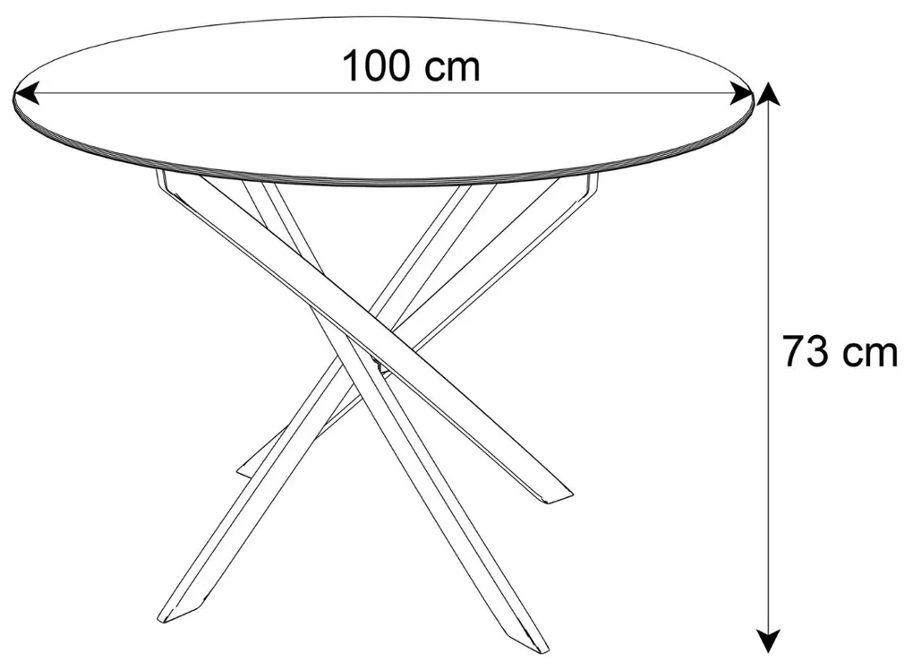 OKRÚHLY JEDÁLENSKÝ STÔL PASCAL ZLATÝ LESK + BIELE MRAMOROVÉ SKLO 100 cm