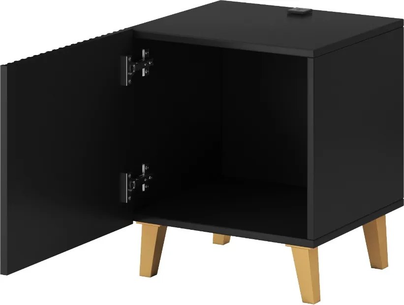 NOČNÉ STOLÍKY 2KS LUCILE S NABÍJAČKOU ČIERNE