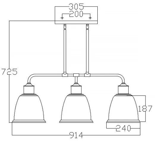 Feiss FE-HOBSON-3P-SN - Luster na tyči HOBSON 3xE27/60W/230V