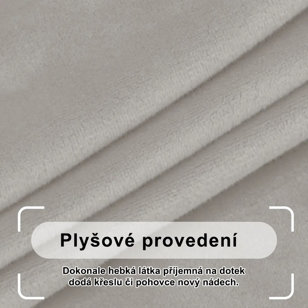 Strečový elastický plyšový poťah na trojmiestnu rohovú pohovku BestBerg / ľavý / svetlosivý