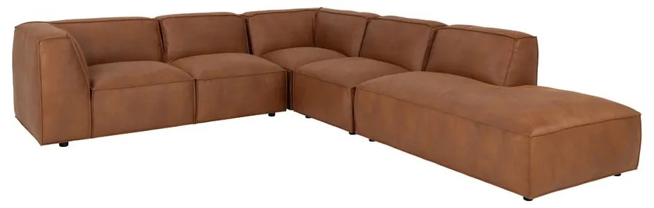 Koňakovohnedá rohová pohovka z imitácie kože (pravý roh) Fairfield Kentucky – Bonami Selection