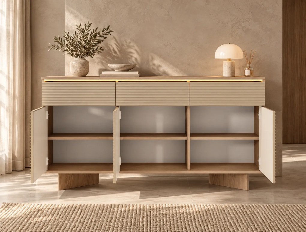 KOMODA GALLIANO DUB BOLIVAR + CAPPUCCINO LED 154 cm