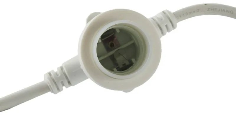 DECOLED Svetelná girlanda pre žiarovky s päticou E27, 50 m, 50 objímok, biely kábel, IP67