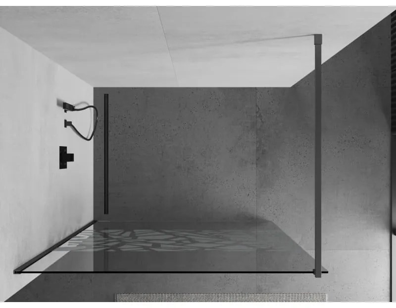 Mexen Kioto, sprchová zástena Walk-In 70 x 200 cm, 8mm číre sklo biely vzor, grafitový profil, 800-070-101-95-85