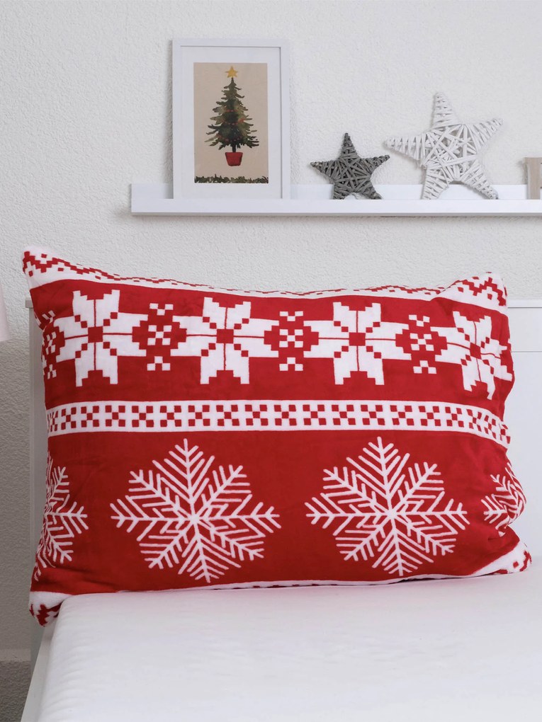 Obliečka na vankúš mikroplyš 70 × 90 cm – Vianoce červené