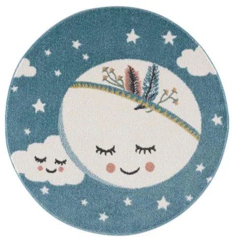 Detský koberec Mesiac Anime 9383 modrý kruh