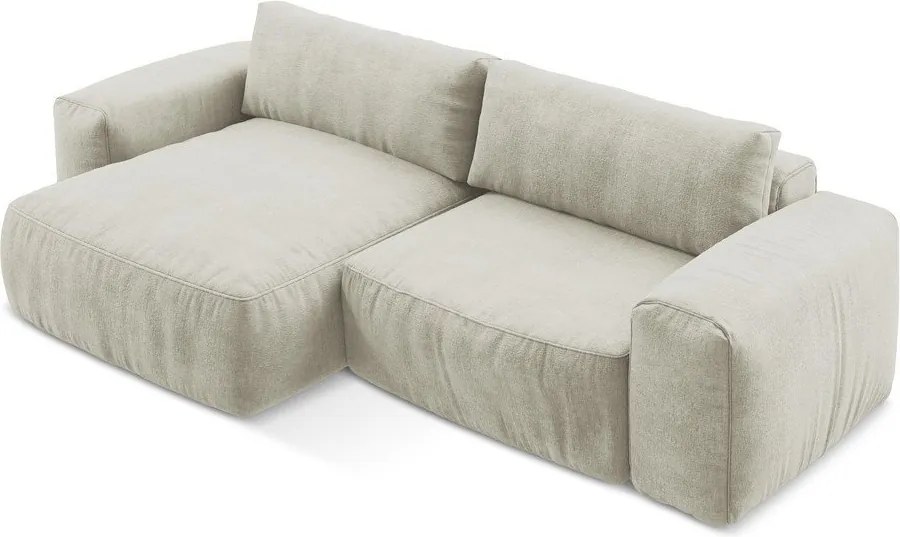 Béžová ženilková rozkladacia rohová pohovka (ľavý roh/s leňoškou) Kuki – Makamii