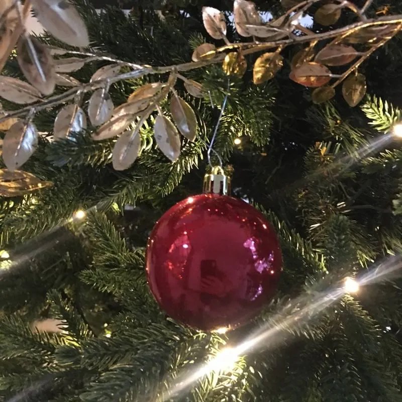 DECOLED Plastové ozdoby, 6 cm, 50 ks, červené a biele