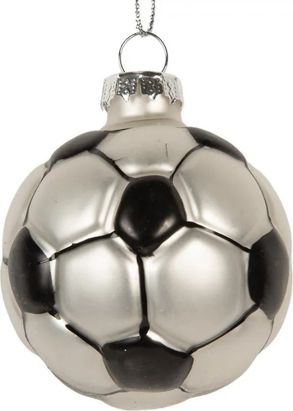 Vianočná sklenená závesná ozdoba futbalová lopta - Ø 6*6 cm