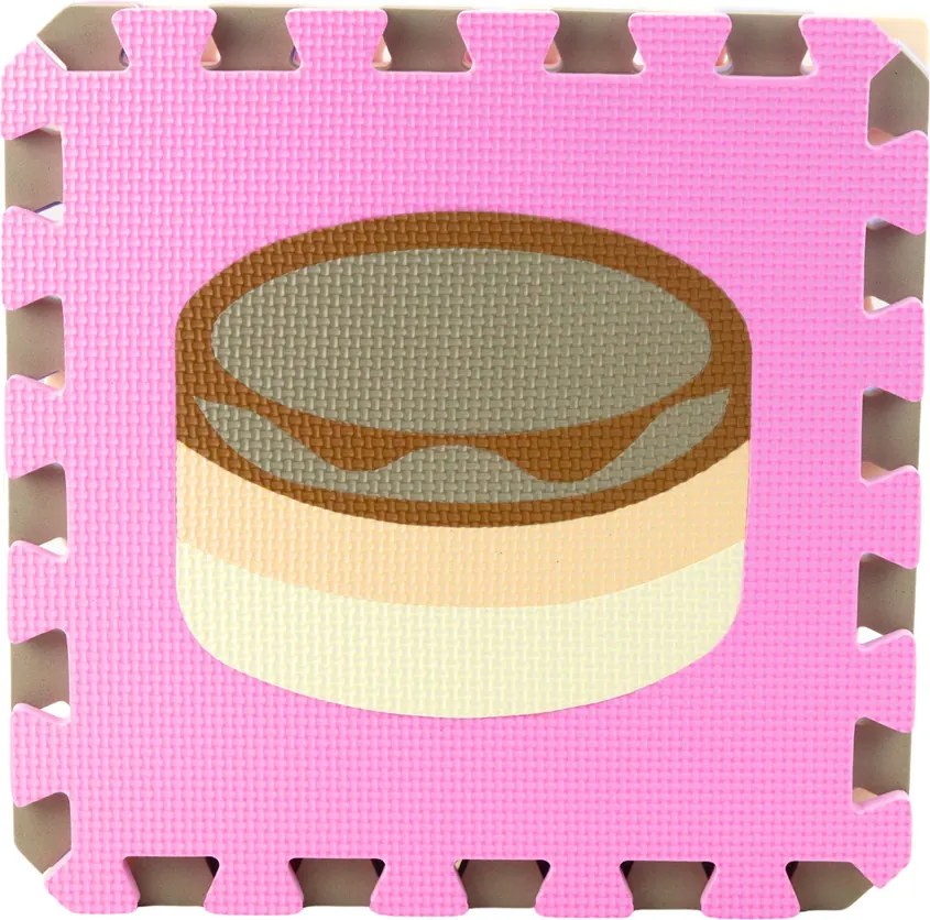 LEAN Penové pastelové puzzle Sladkosti - Eva pena, 16 dielov