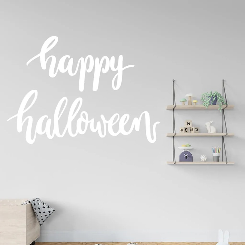 Veselá Stena Samolepka na stenu na stenu Happy Halloween Farba: černá