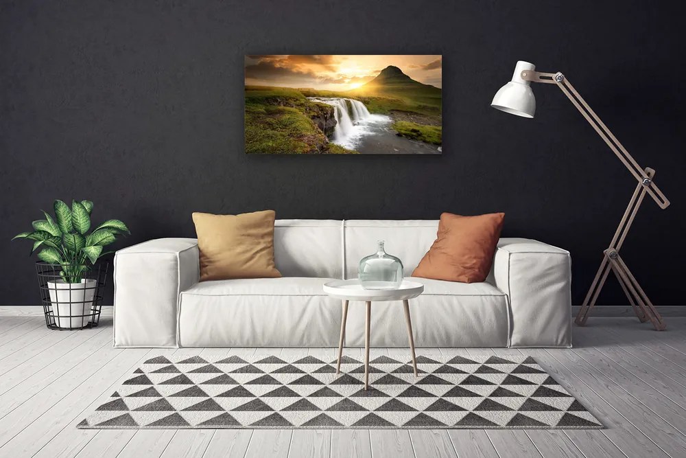 Obraz Canvas Hory vodopád príroda 125x50 cm
